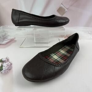 Lower East Side Womens Ballet Flats Slip-On Sz 9 Brown Leatherette